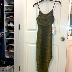 Almost famous cocktail dress sparkly gold & black - NWT